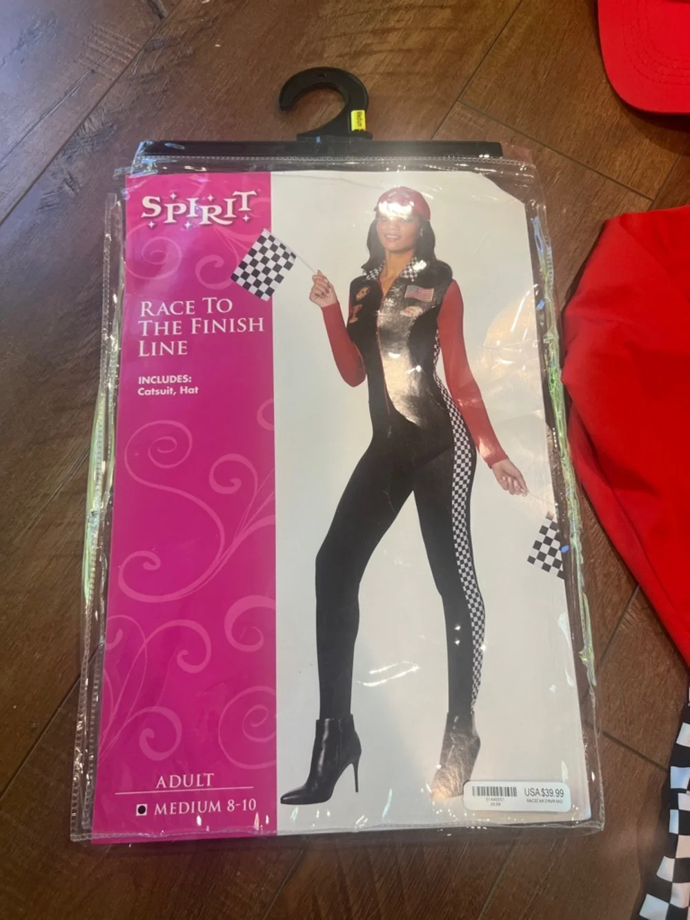Spirit Women's Black and Red Checkered Race Car Driver Costume - Picture 2 of 7